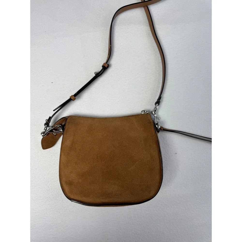 Western Boho Rebecca Minkoff Womens Small Crossbody Bag Cognac‎ Suede Whipstitch